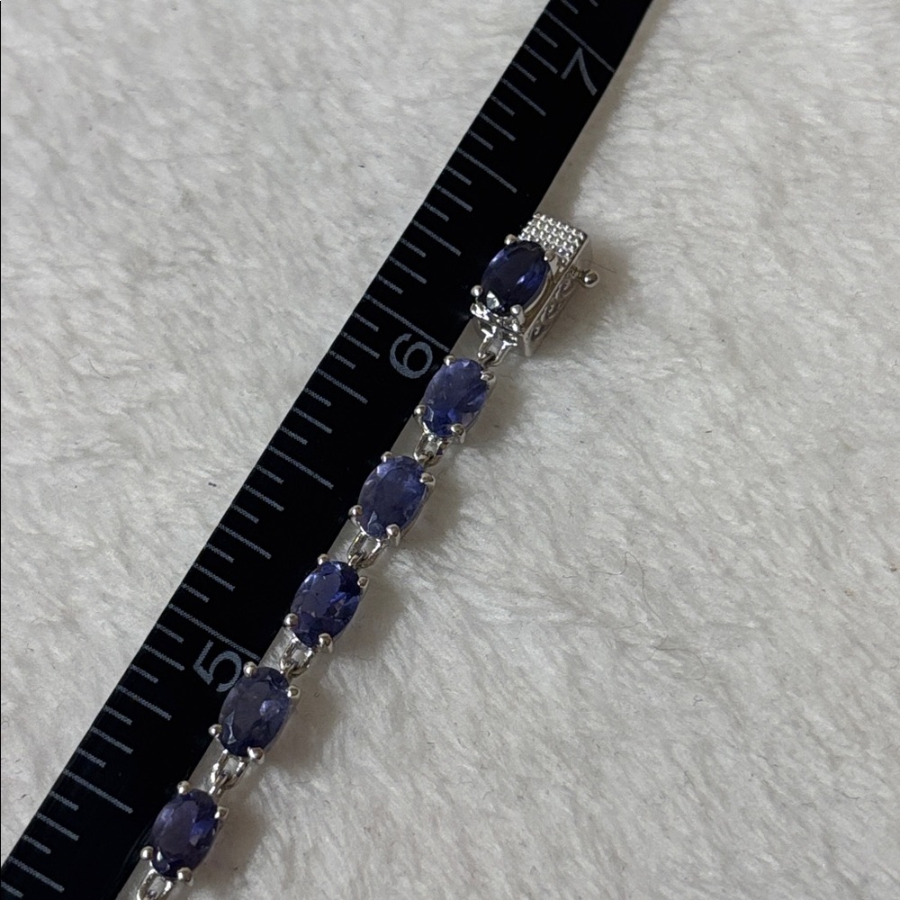 Genuine Iolite Tennis Bracelet 925 Sterling Silver 7.10 CTW - Picture 5 of 7